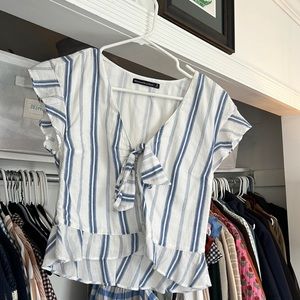 Abercrombie & Fitch Blue and White Striped Top